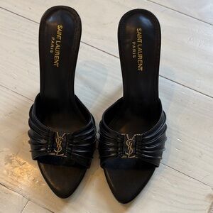 Saint Laurent Black Leather Mules